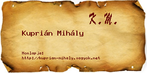 Kuprián Mihály névjegykártya